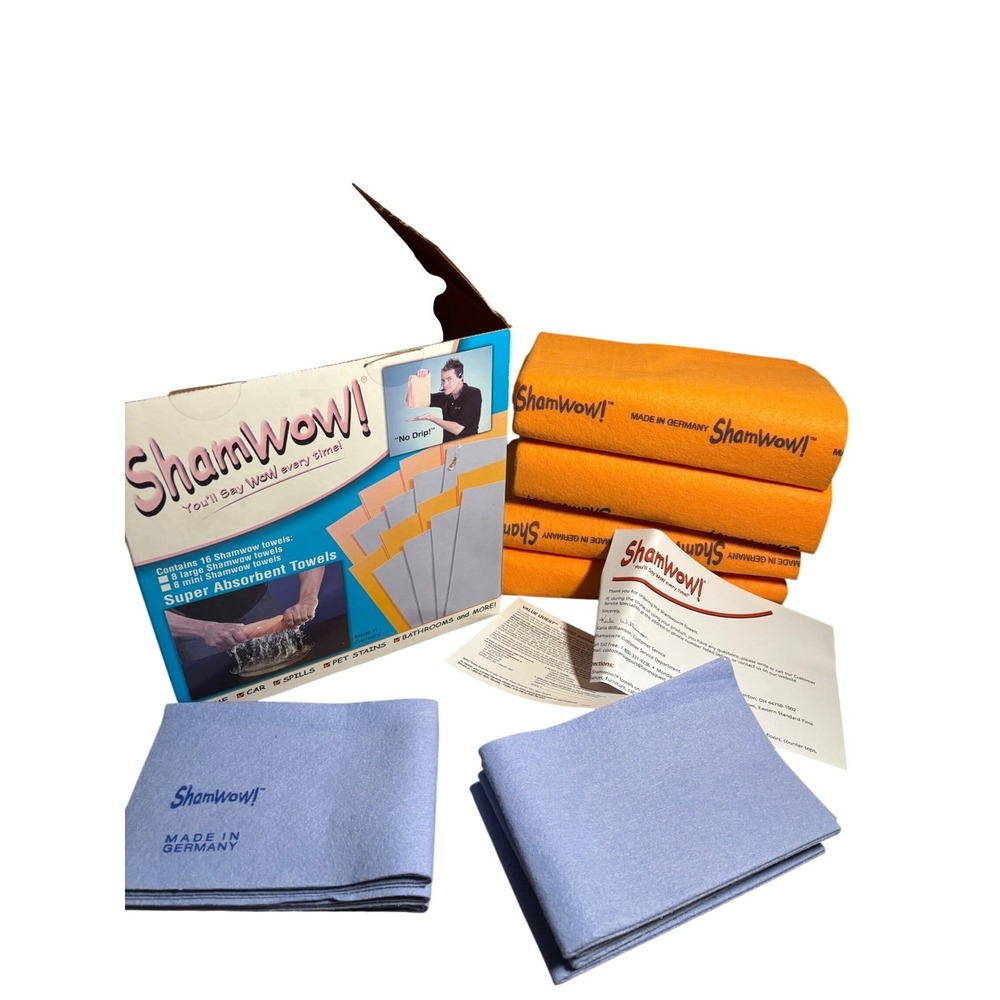 ShamWow! 14 Piece Super Absorbent Towel Set Orange Blue Made in Germany 2008